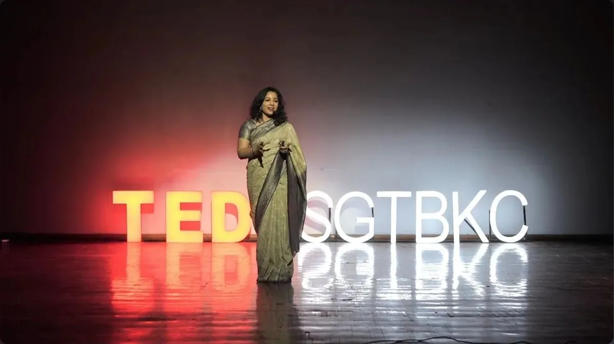 Dr. Rajitha Vanga on the TEDxSGTBKC stage